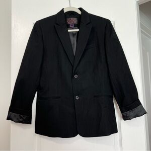 VINTAGE Ralph Lauren Argyle Label Black 100% Wool Blazer Jacket